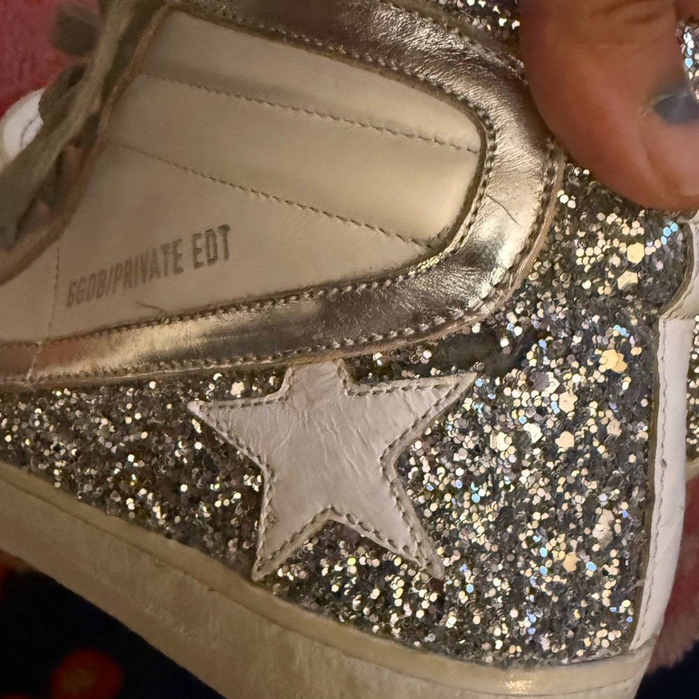 Golden Goose Slides Private Edition Silver Glitter Sneakers - Picture 8 of 12